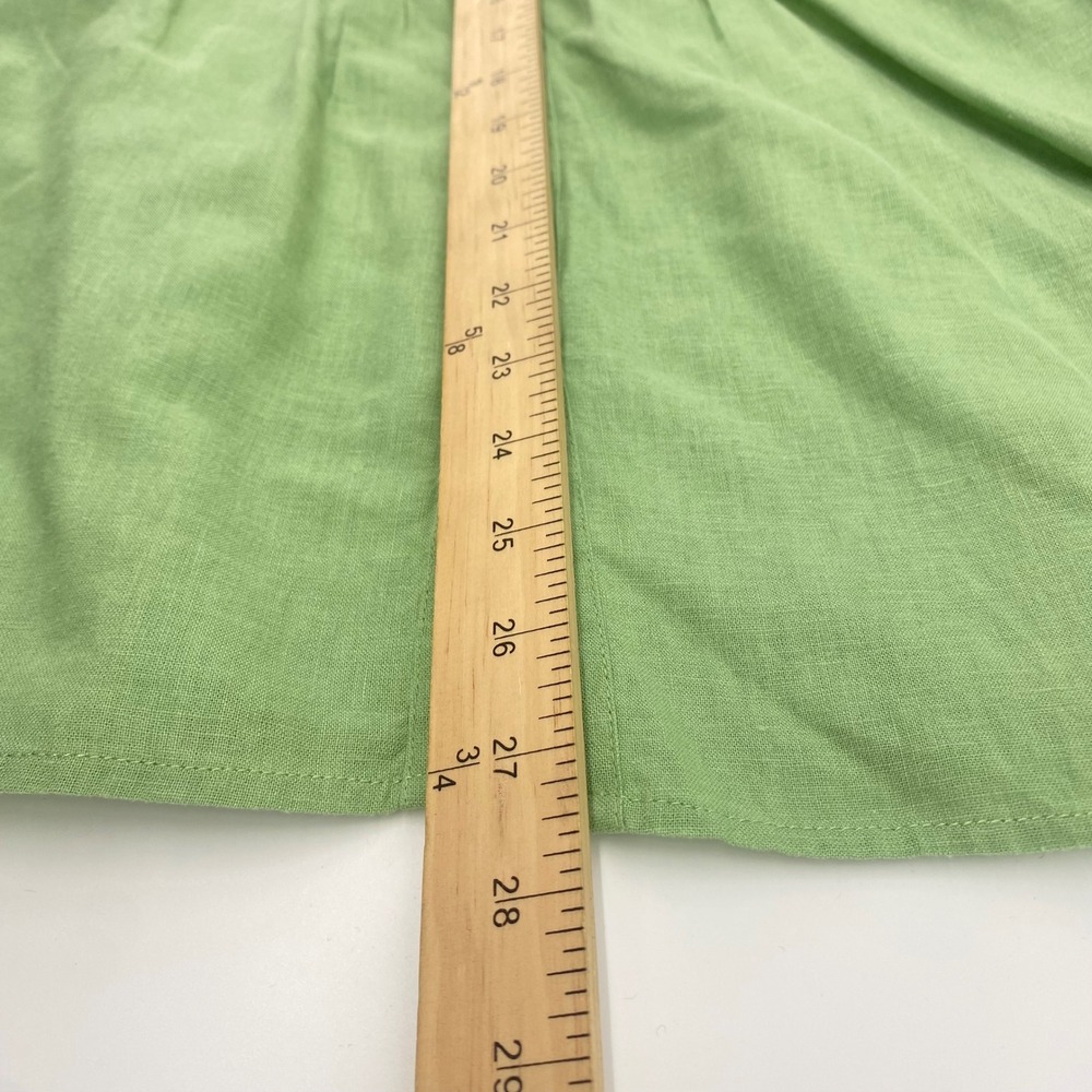 Susan Bristol Blouse Women 1X Green Linen Blend Embroidered Button Front Summer - Picture 6 of 8